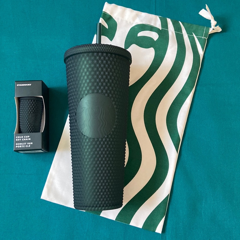 Starbucks Studded Venti Forest Green Tumbler & Keychain Set